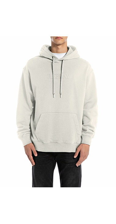 リラックスフィット レタリング刺しゅうコットンフリースフーディー